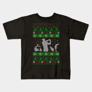 Golf Christmas Ugly Kids T-Shirt